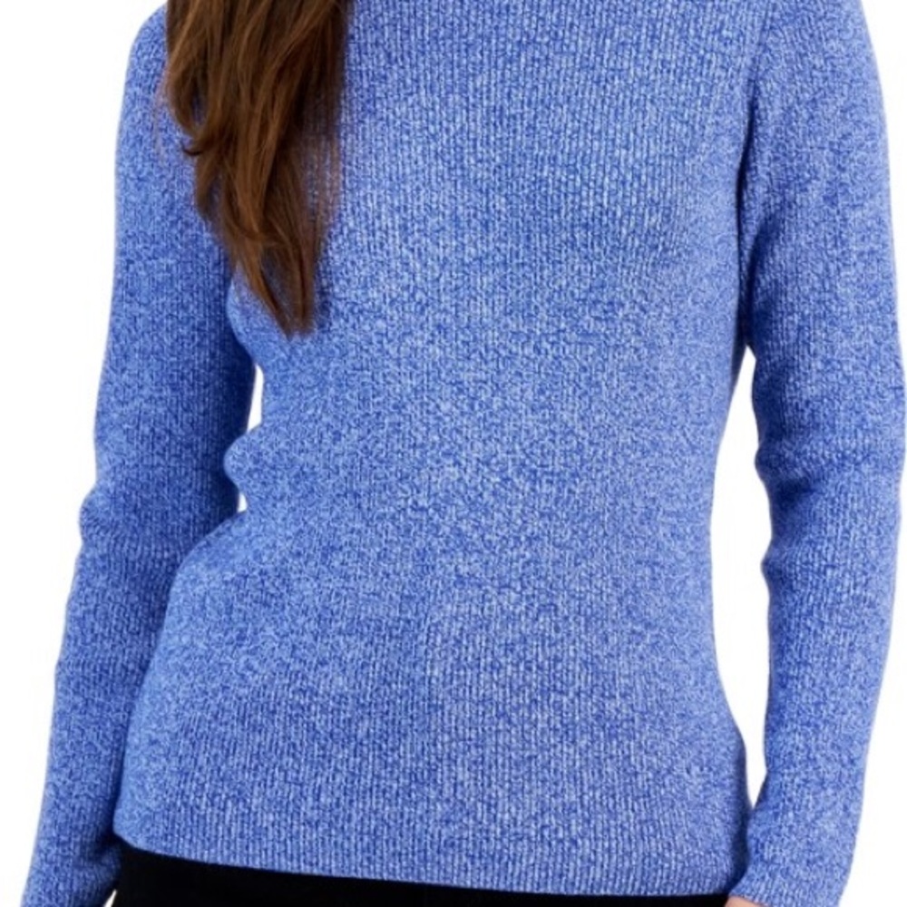 KAREN KS SCOTT Women's Blue Marled Mockneck Sweater